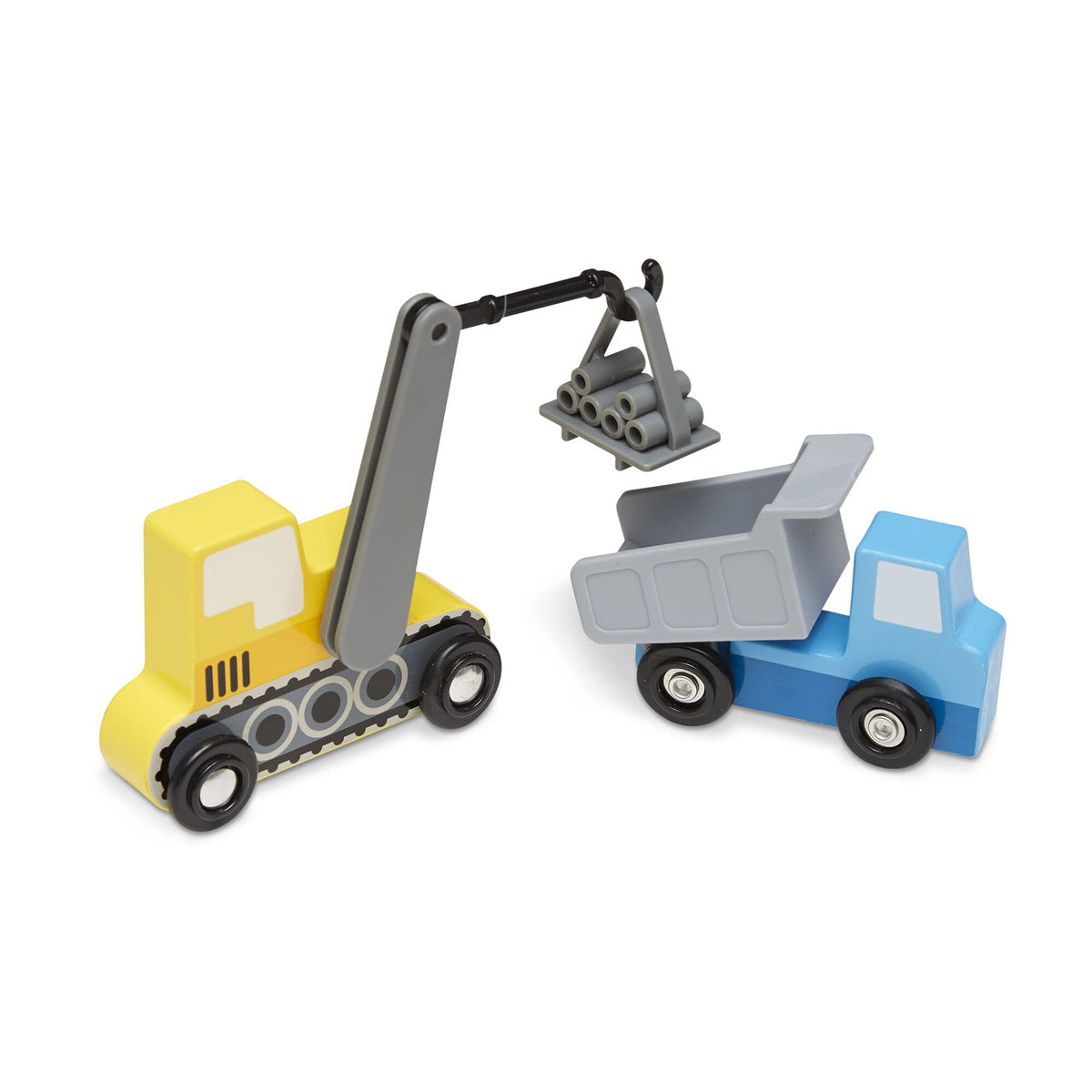 Melissa & Doug? Construction Site Vehicles: Wooden Vehicle Bundle with 1 Theme Compatible M&D Scratch Fun Mini-Pad (03180)