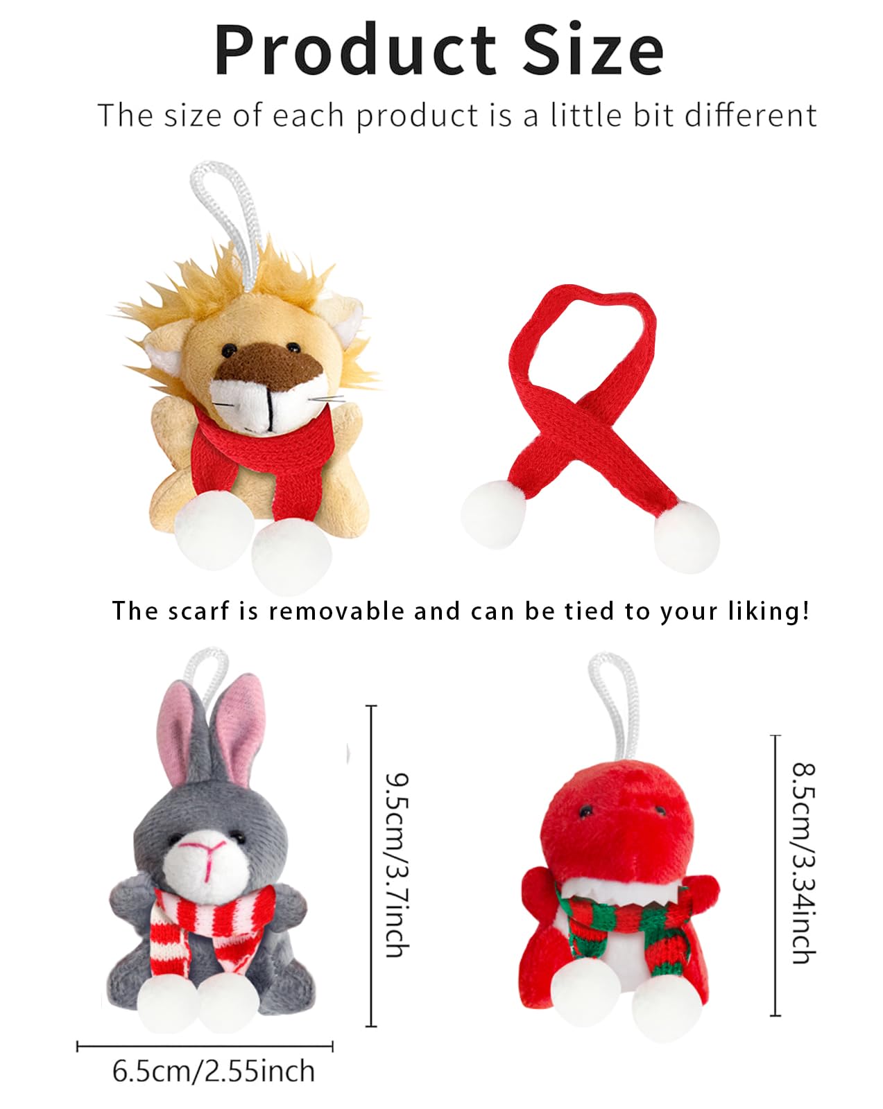 CUTEHO 12 Pcs Christmas Mini Stuffed Animals?Bulk Xmas Small Plush Animal Toys for Christmas Tree Decor Stocking Fillers Christmas Party Favors Gift