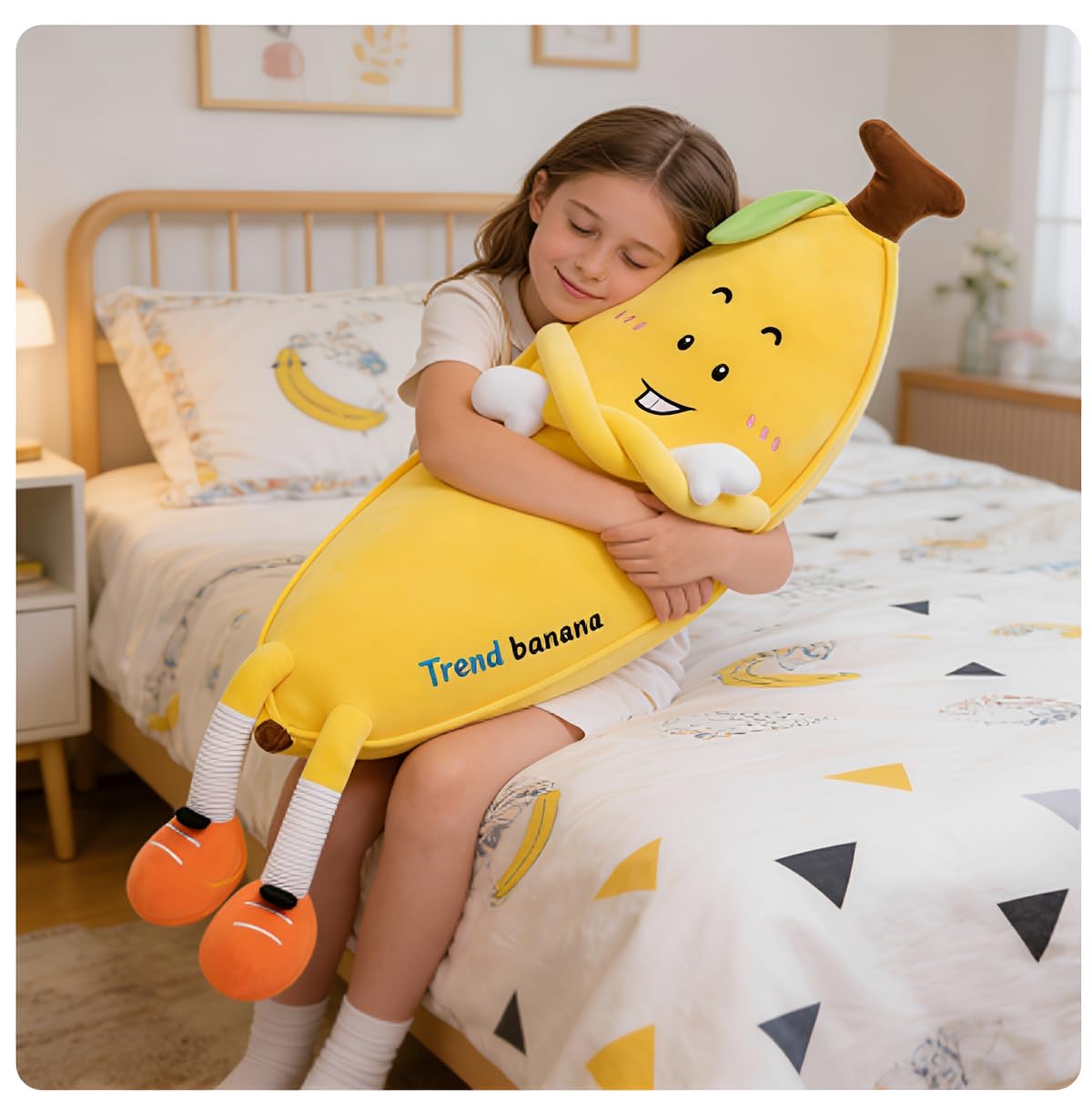 OPHRBU 31.5-inch Yellow Banana Plush Body Pillow Soft Hugging Toy for Kids
