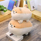 EHOTONG Shiba Inu Dog Plush Pillow, Corgi Stuffed Animal Plush Toy Hug Pillow Gifts for Girl Boy (Brown, 15.7in)