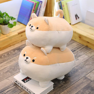 EHOTONG Shiba Inu Dog Plush Pillow, Corgi Stuffed Animal Plush Toy Hug Pillow Gifts for Girl Boy (Brown, 15.7in)
