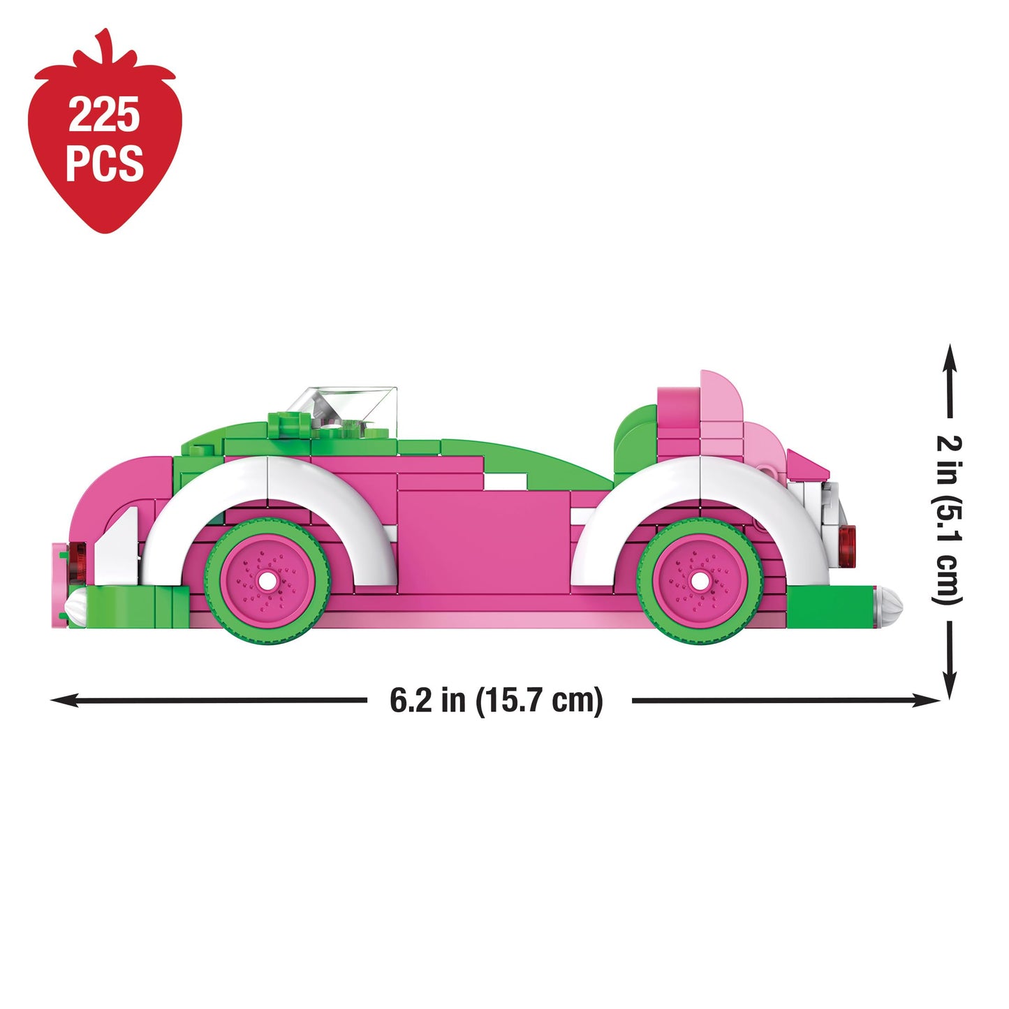 Brickcraft Strawberry Shortcake Berry Cruiser Christmas Building Kit, Festive 362-Piece Buildable Figure & Car Block Set, Classic Cartoon Collectible