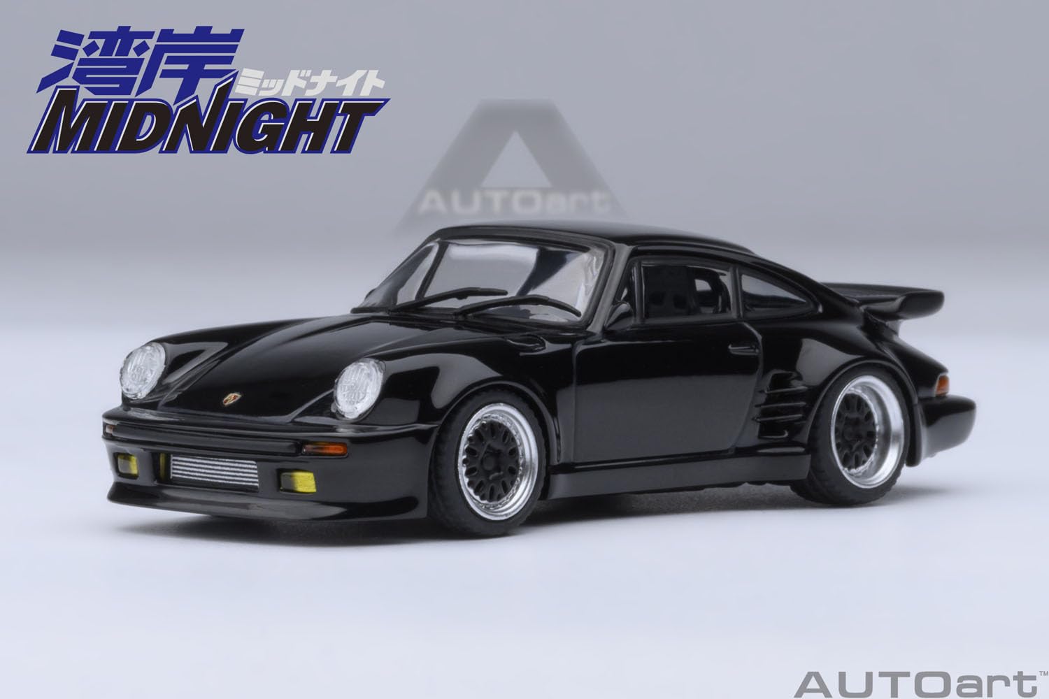 AUTOart 911 (930) Turbo Blackbird Black Wangan Midnight - Comic #1 Version Manga 1/64 Model Car 20636