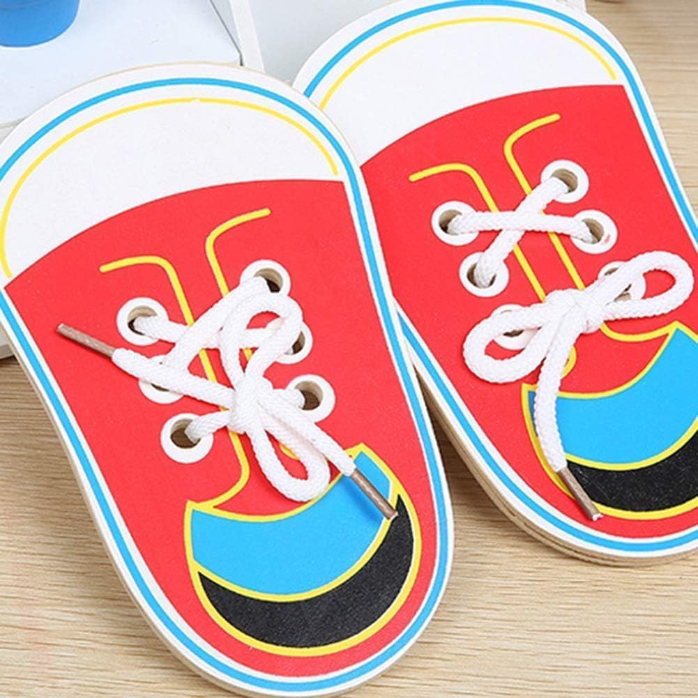 Shoe Tying Practice, Wooden Learn to Tie Your Own Shoes Threading Lacing Shoes Training Early Learning Kits | Threading Lacing Shoes Training Board