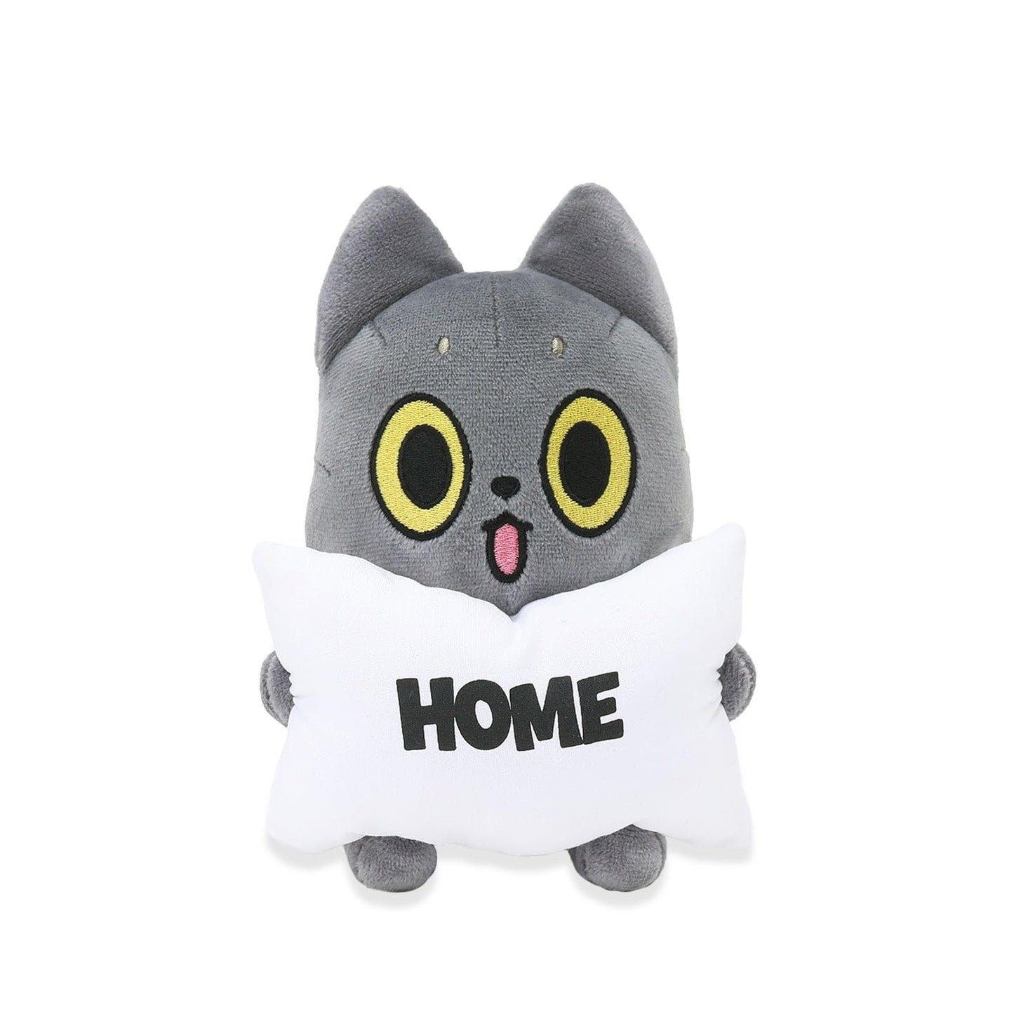 HAKONGEE Grey Cat Plush, Kawaii Weighted Cat Holding Home Pillow, 6"