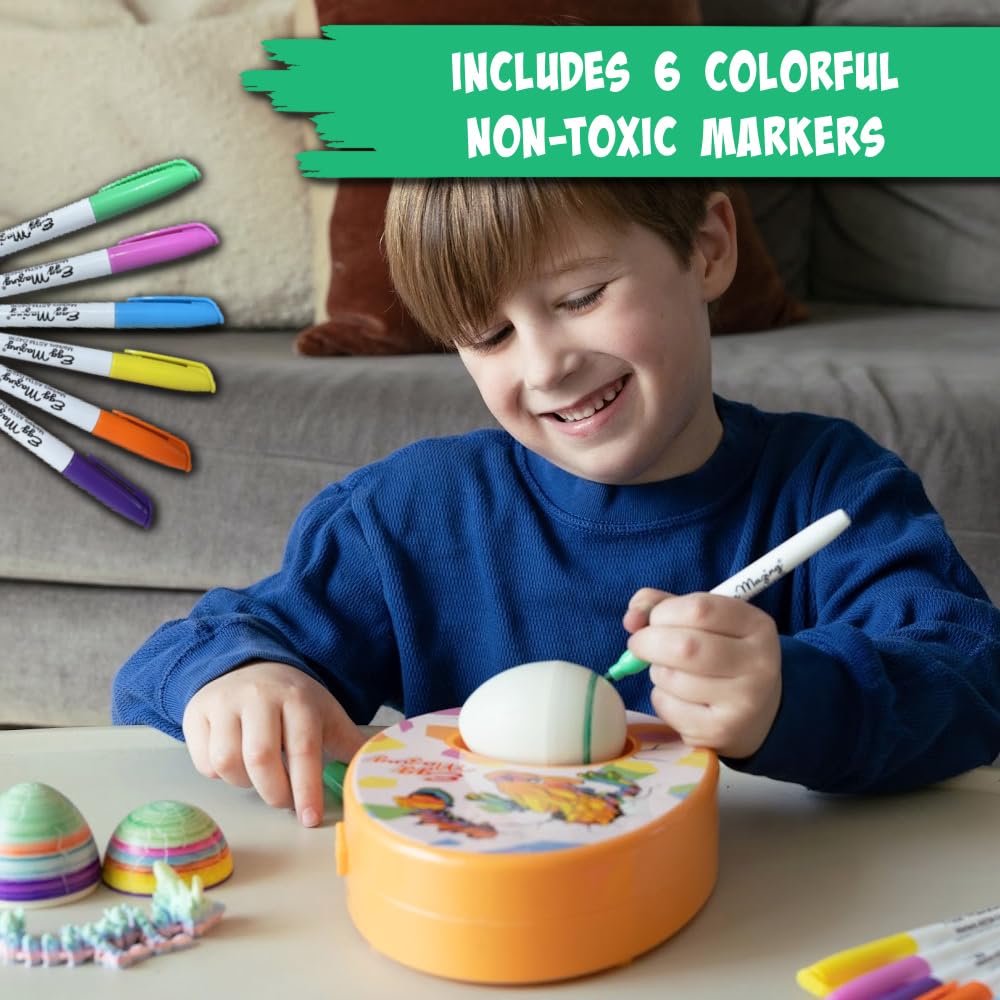 Eggmazing Dragon Egg Arts & Craft Kit, Decorate Dragon Eggs with Surprise Moveable 3D Dragons Inside, Spark Creativity & Imaginative Play with Mess