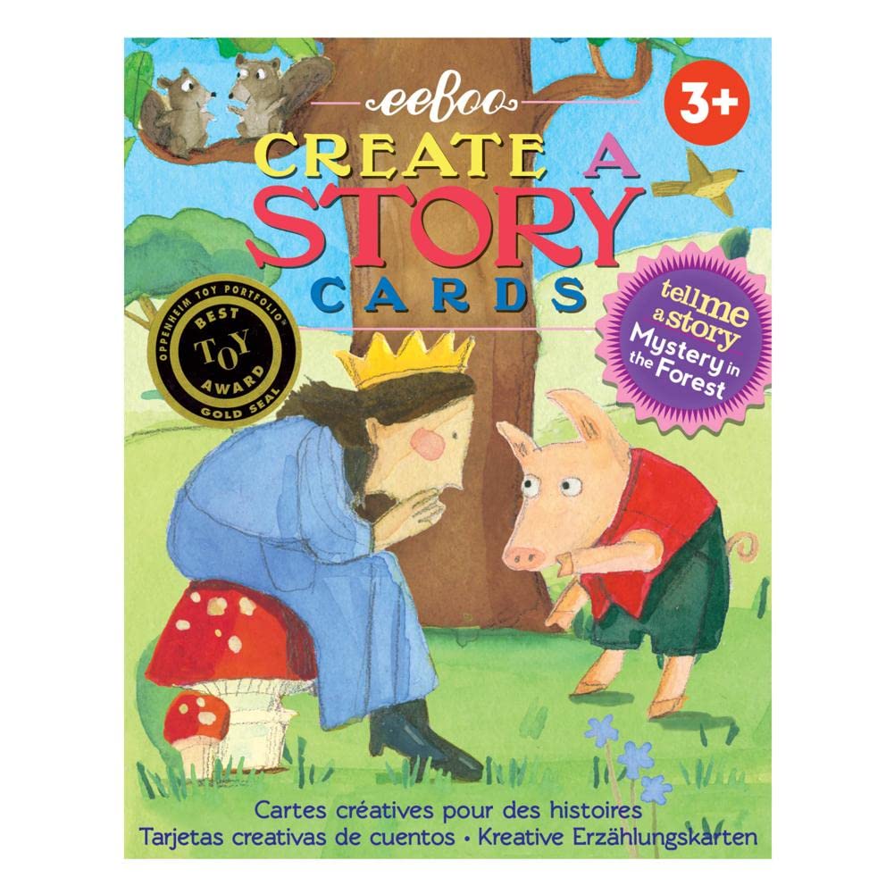 eeBoo: Mystery in The Forest Create a Story Pre-Literacy Cards, 36 Cards with Colorful Characters, Encourages Imagination, for Ages 3 and up