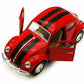 KiNSMART - 1967 Volkswagen Classic Beetle 5 Inch 1:32 Scale Die Cast Metal Model Toy Set Of 4 w/ Racing Strips