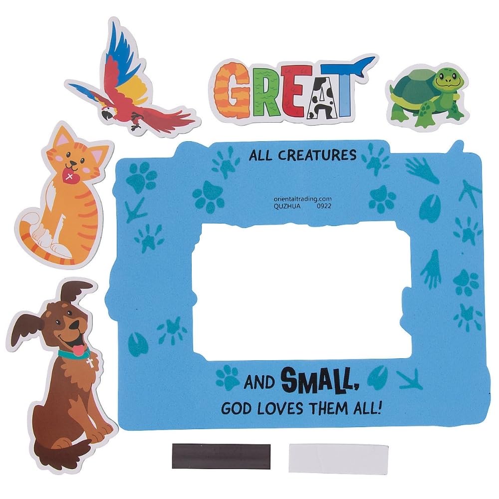 Fun Express Pets VBS Picture Frame Magnet Craft Kit - VBS Vacation Bible School Supplies/Decor, Makes 12