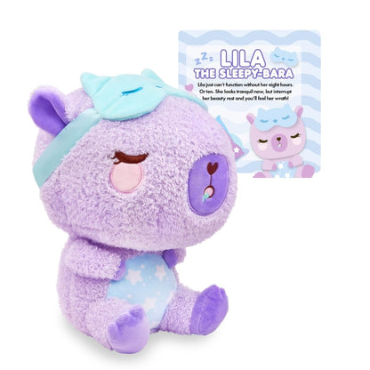 Sleepy Capybara Stuffed Animal - Lila the Sleepy-bara | Purple Soft Kawaii Plush Toy with Cute Sleepmask Accessory | Great Bedtime Plushies | Cozy
