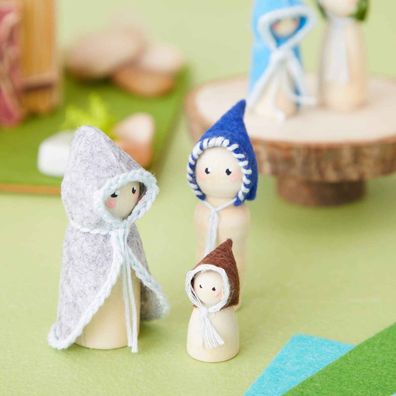 Juvale Unfinished Wooden Peg People - 50-Piece Set, 5 Sizes & Natural Wood - DIY Painting Peg Dolls & Wooden Doll House People - Family Constellations