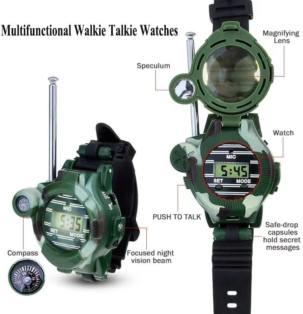 Walkie Talkie for Kids,Walkie Talkies Watch Spy Army Toys Gifts for Children,Two-Way Radio Walky Talky Watches with Flashlight Children Outdoor Game