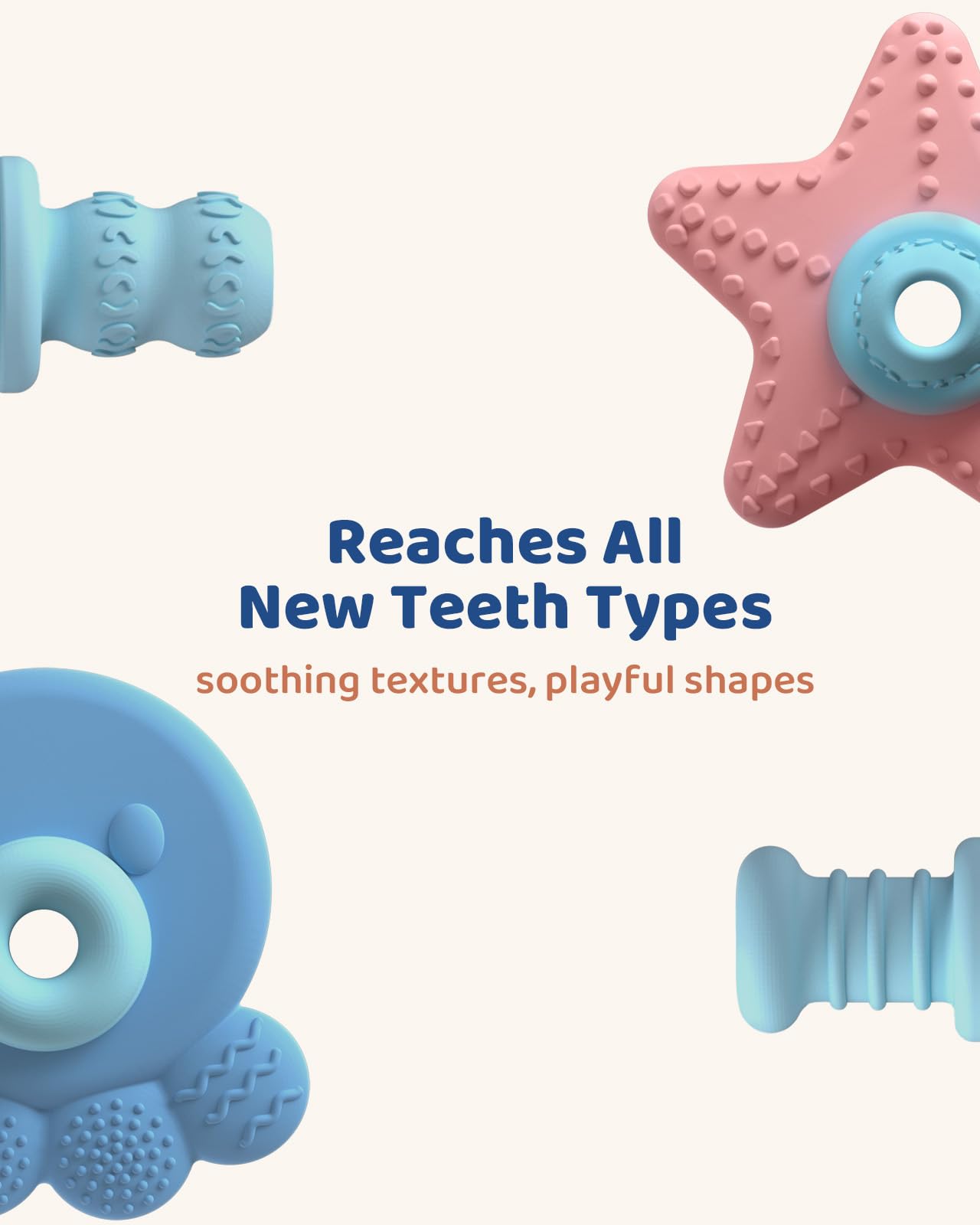 Baby Teething Toys for 3-12 Months, Food-Grade Silicone Hollow Tube Teether Stick, BPA-Free & Multi-Textured, Gum Massage, Sensory Development