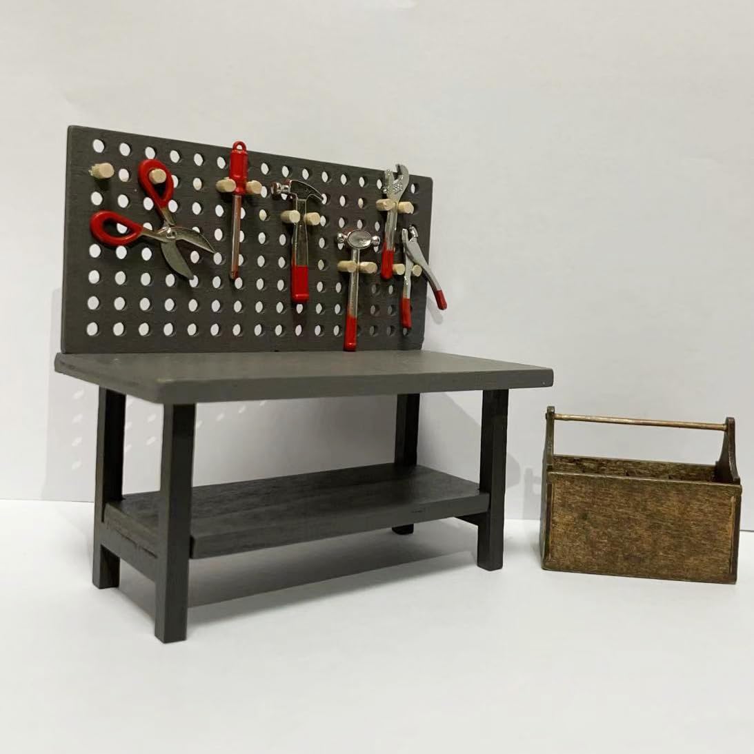 1:12 Miniature Tool Workbench with Accessories Miniature Garage Garden Furniture (Darkgreyworkbench)