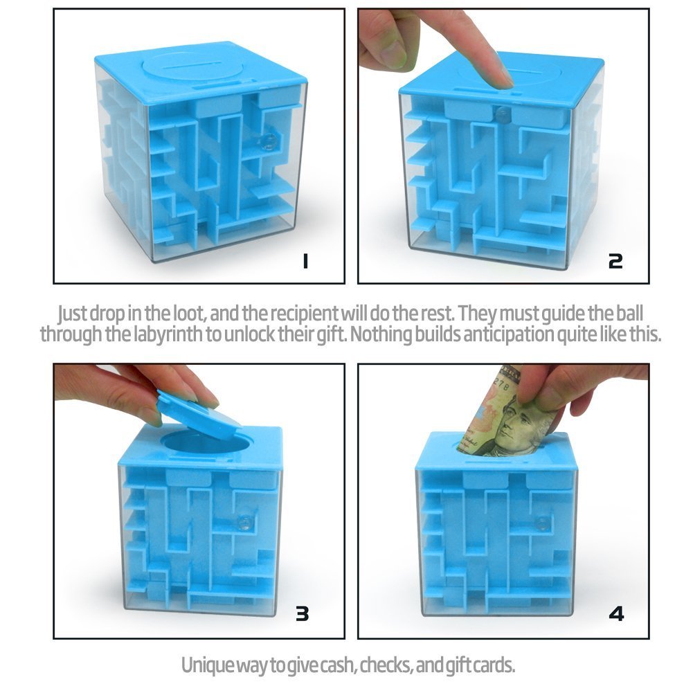 4-Pack Money Maze Puzzle Box - Fun Educational Brain Teaser for Kids Adults