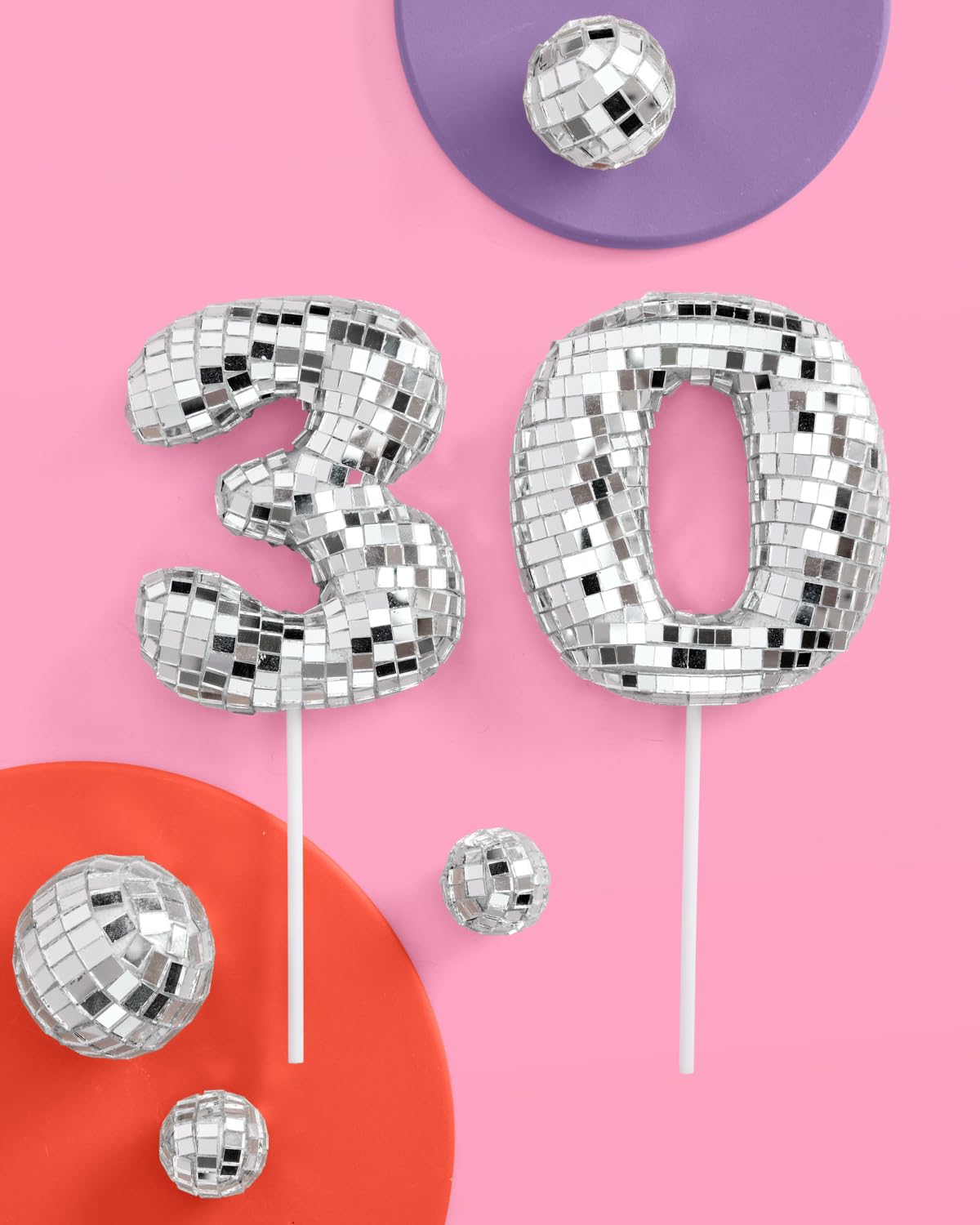 xo, Fetti 6pc 30th Birthday Disco Cake Topper | Groovy Bday Party Decor