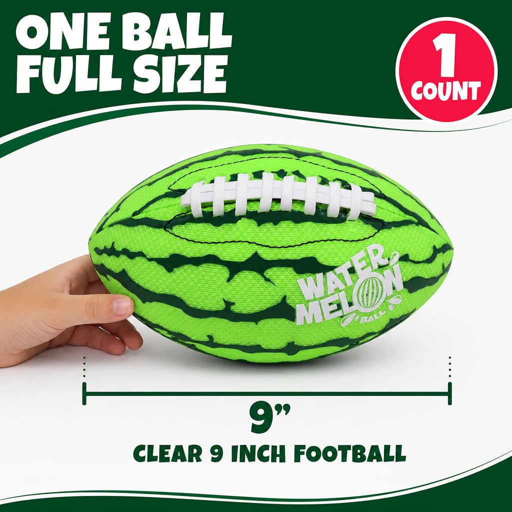 Watermelon Ball Pool Water Beach Football (9 Inch) - Durable Waterproof Football Gifts with Strong Grip for Pool, Beach, Lake & Outdoor Play, Sports