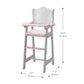 Olivia's Little World Doll High Chair for Baby Dolls, Wooden Doll Play Furniture with Pastel Polka Dot Princess Print & Fabric Seat for 16" to 18"
