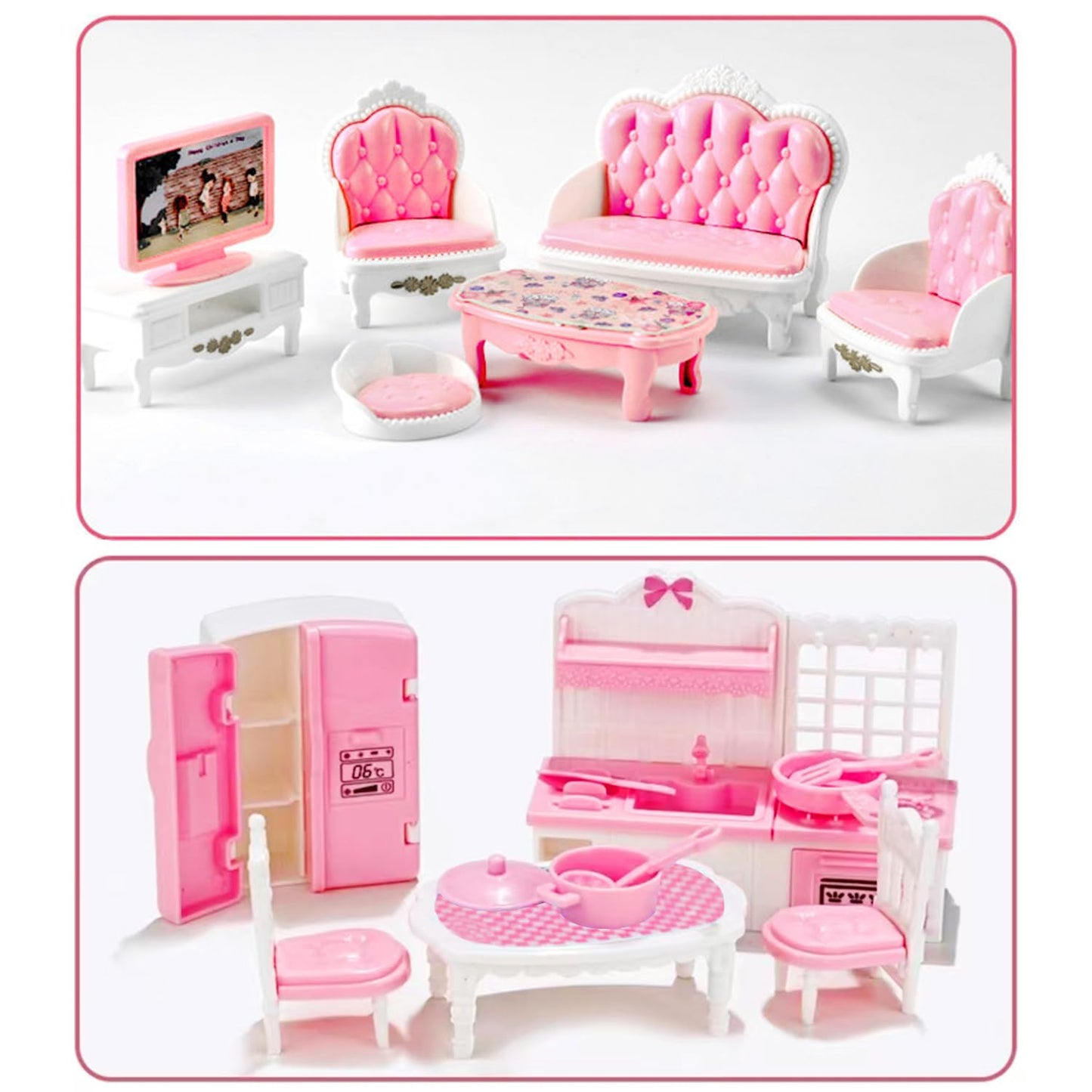 35 Pcs Dollhouse Furniture Accessories Set Mini House Furniture Small Dollhouse Miniature Furniture Play House Accessories 1:12 Tiny Kitchen Bedroom
