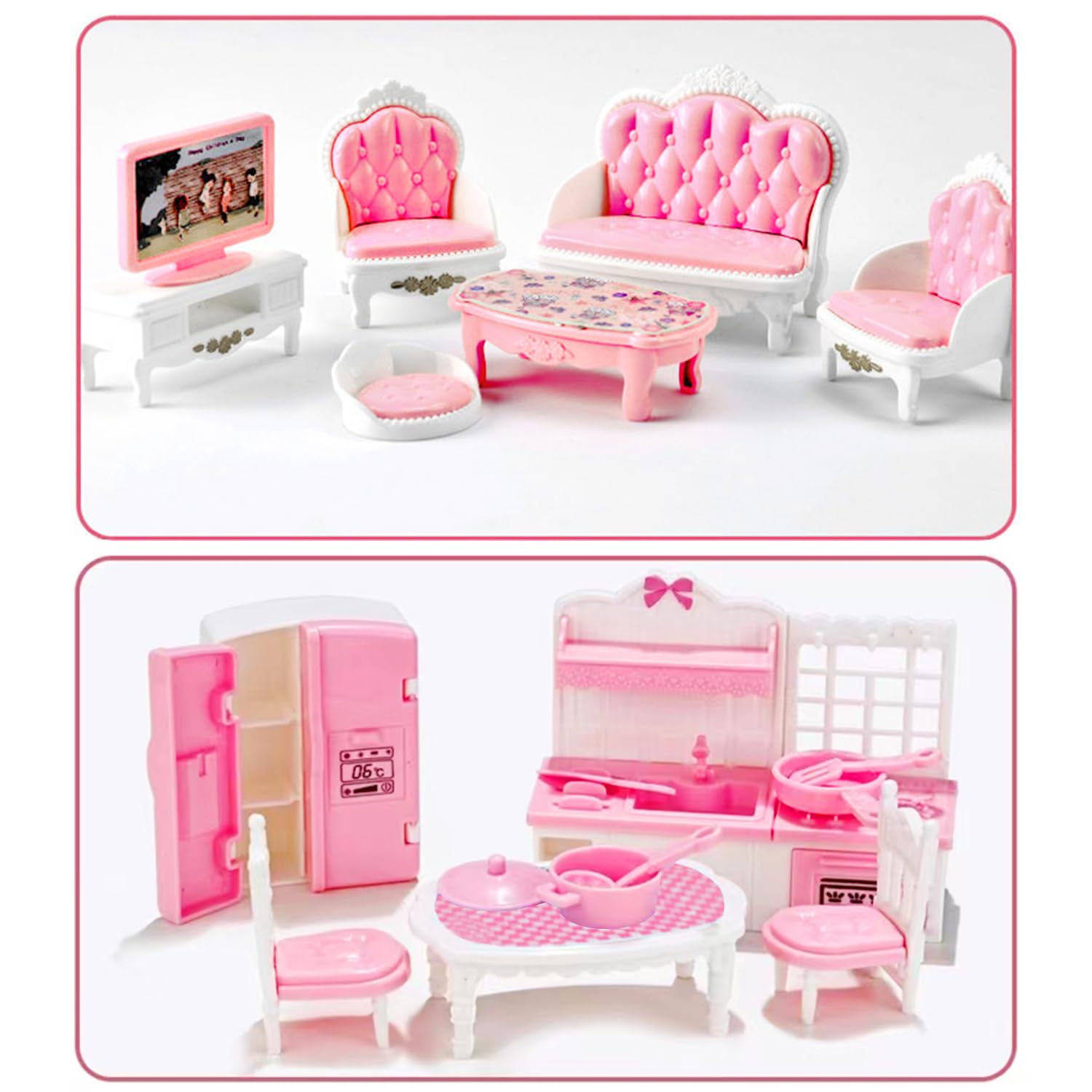 35 Pcs Dollhouse Furniture Accessories Set Mini House Furniture Small Dollhouse Miniature Furniture Play House Accessories 1:12 Tiny Kitchen Bedroom