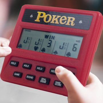 5-in-1 Hand Held Poker Game - Electronic Handheld Games for Adults Includes Draw, Deuces, Bonus, 2X and 2x2 Bonus - 3.9x3.4-Inch Pocket-Sized Travel