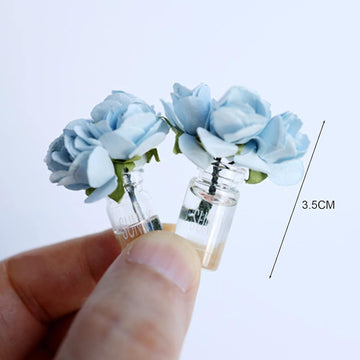 2Pcs Mini Dollhouse Miniature Vase Micro Landscape Colorful Flower Glass Bottle Miniature Decoration for 1:12 Scale Dollhouse Scene Props Décor