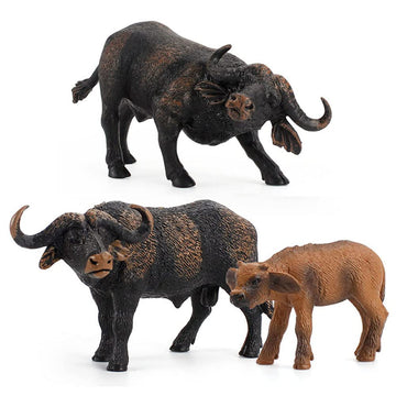 3 Pcs African Safari Bull Action Figure Toy, Realistic Buffalo Figurines Collection Playset Preschool Science Educational Learn Cognitive Props?