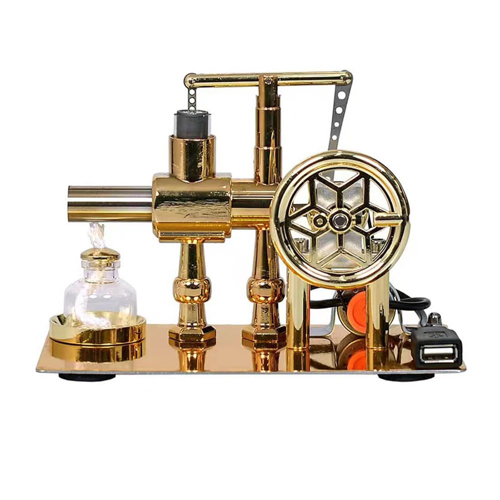 Hot Air Stirling Engine Motor Education Model Toy Electricity Power Generator LED Lights Kit Class Teaching Stirling Engine Kit for Adults Desktop