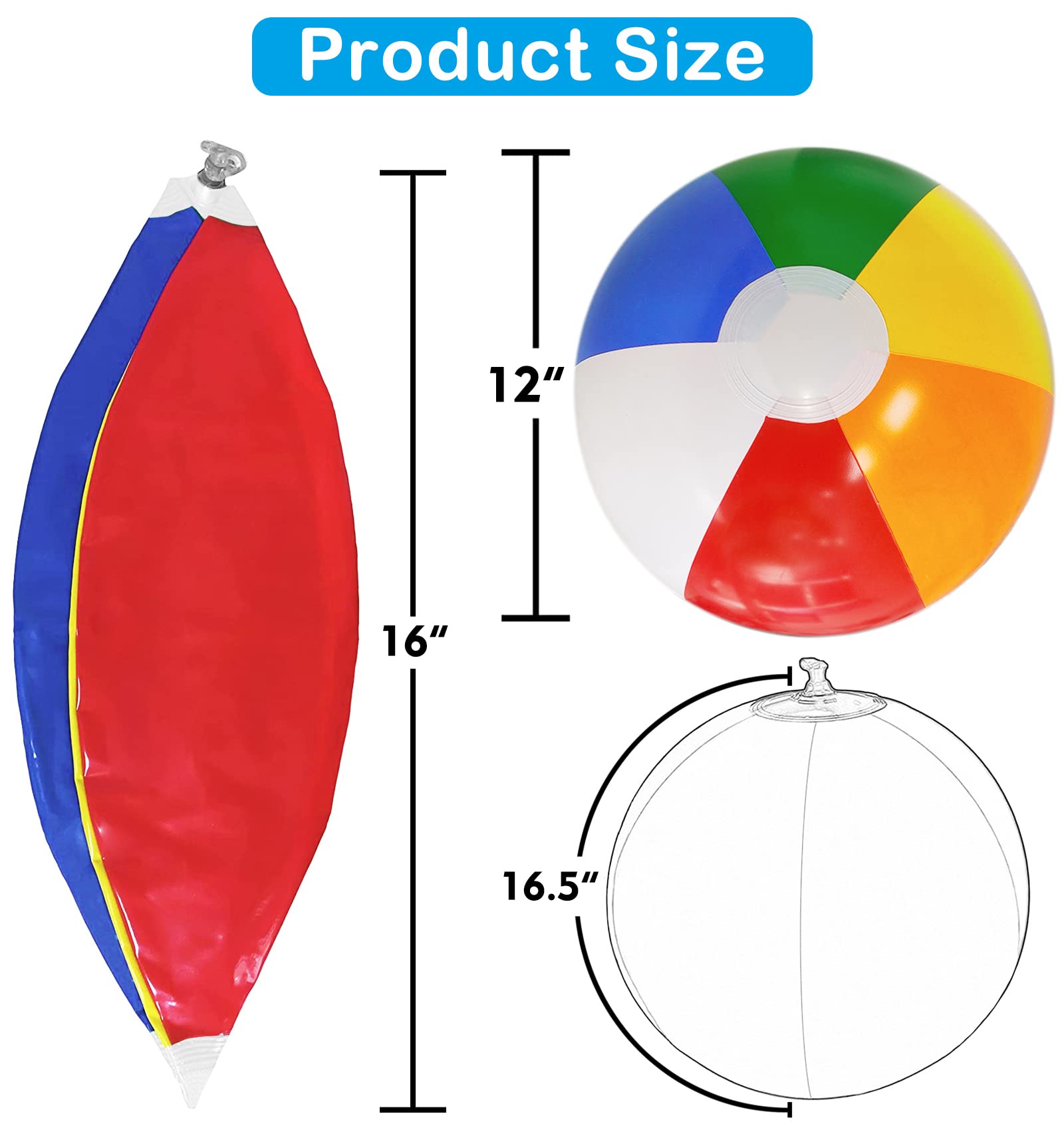 Lamnhin 16'' Beach Balls for Kids - 3 Pack Beach Ball Bulk Inflatable Pool Beach Balls Bulk Hawaiian Tropical Theme Party Decorations Favors Supplies