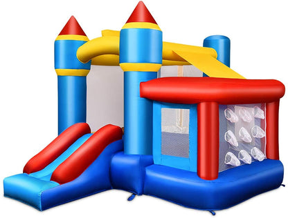 GOFLAME Inflatable Bouncing Castle with Ball Pit, Large Sliding and Jumping Area, Jumping Bouncing House with Basketball Hoop and Ball Shooting Nets