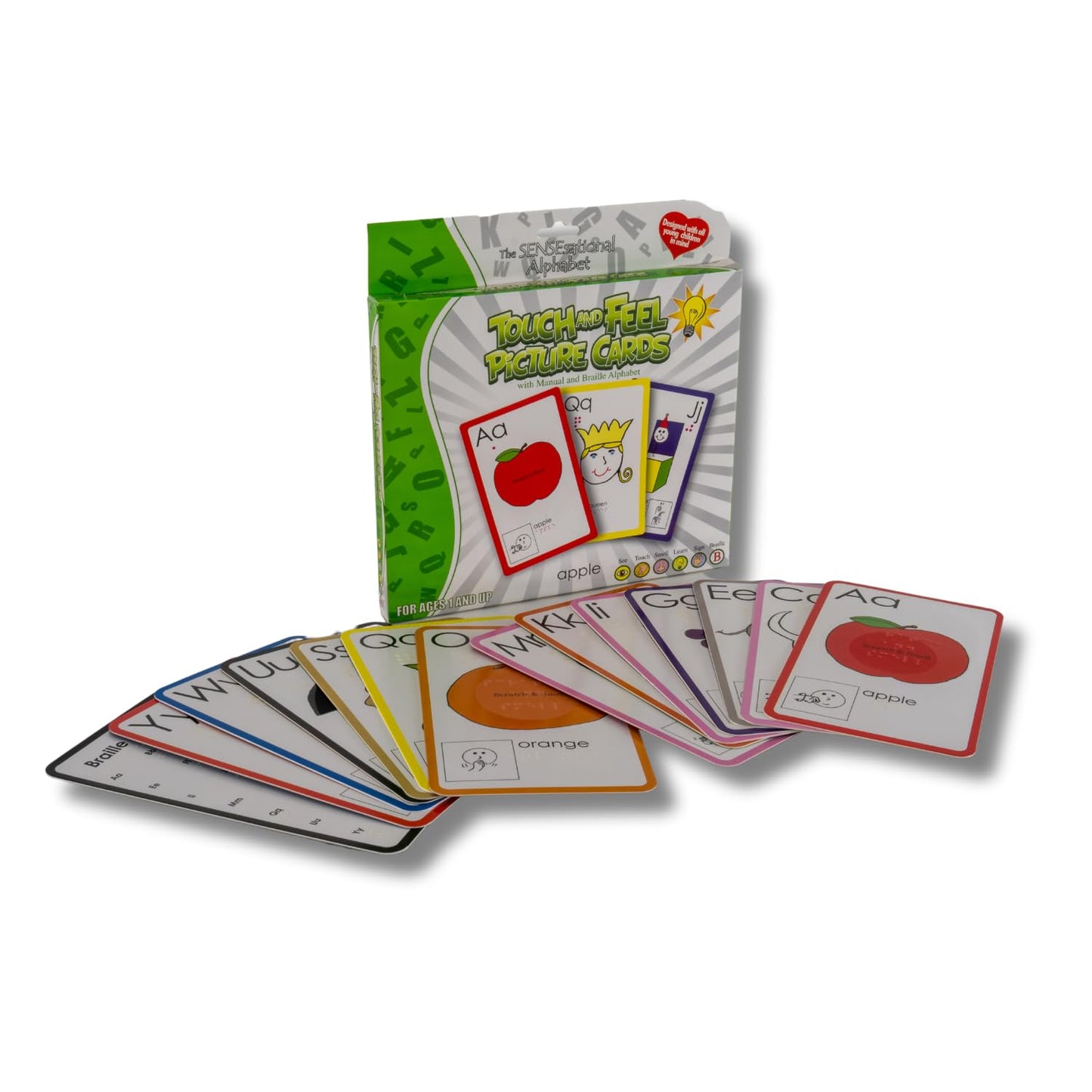 The Sensesational Alphabet Touch and Feel Flash Cards for 1 Year Old and Above - Multi-Sensory Cards for Toddlers and Kids with Braille and ASL