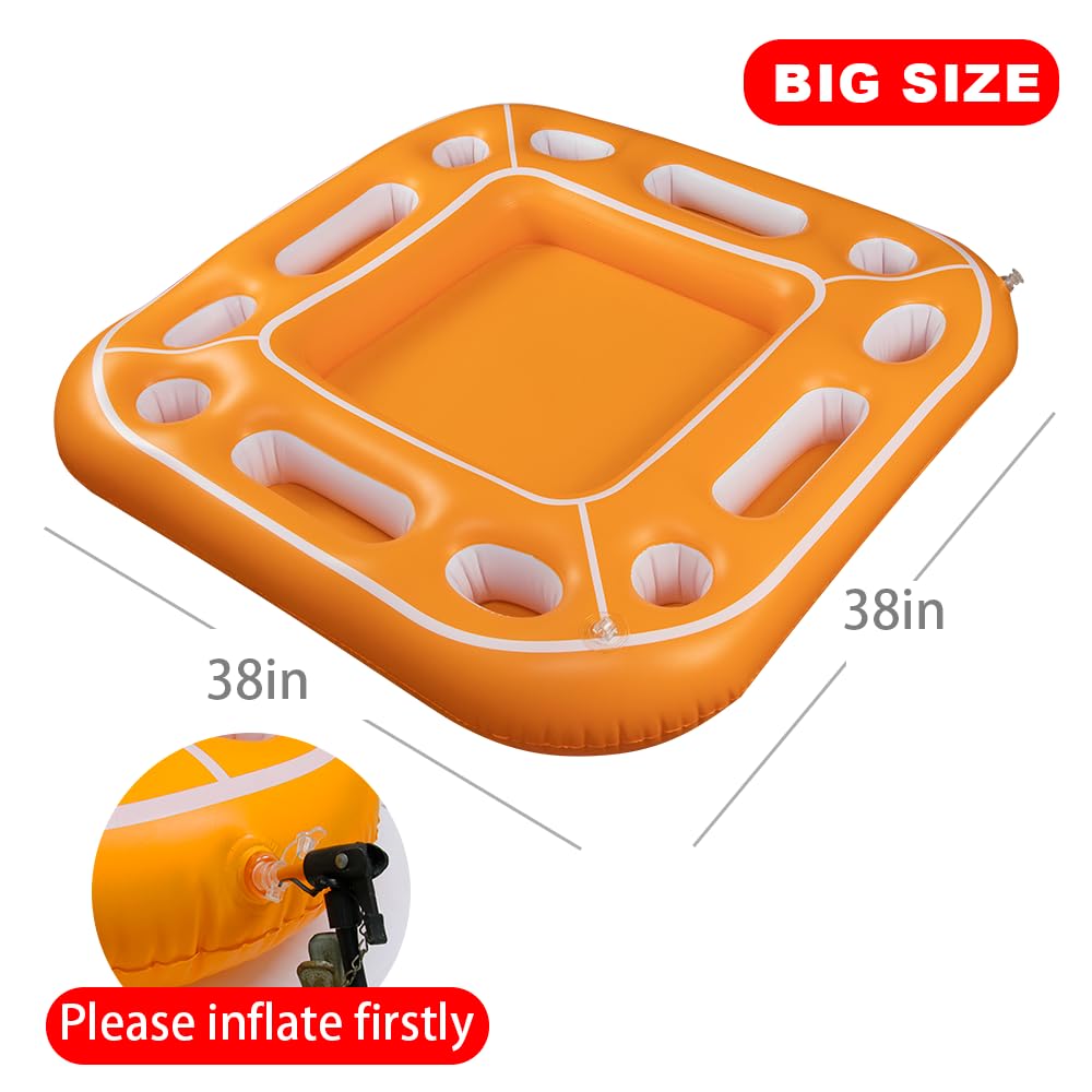 Floating Table for Pool Game with Waterproof Playing Cards, Inflatable Pool Party Tray Float for Drink Snack Holder, Floating Card Game Table, Pool