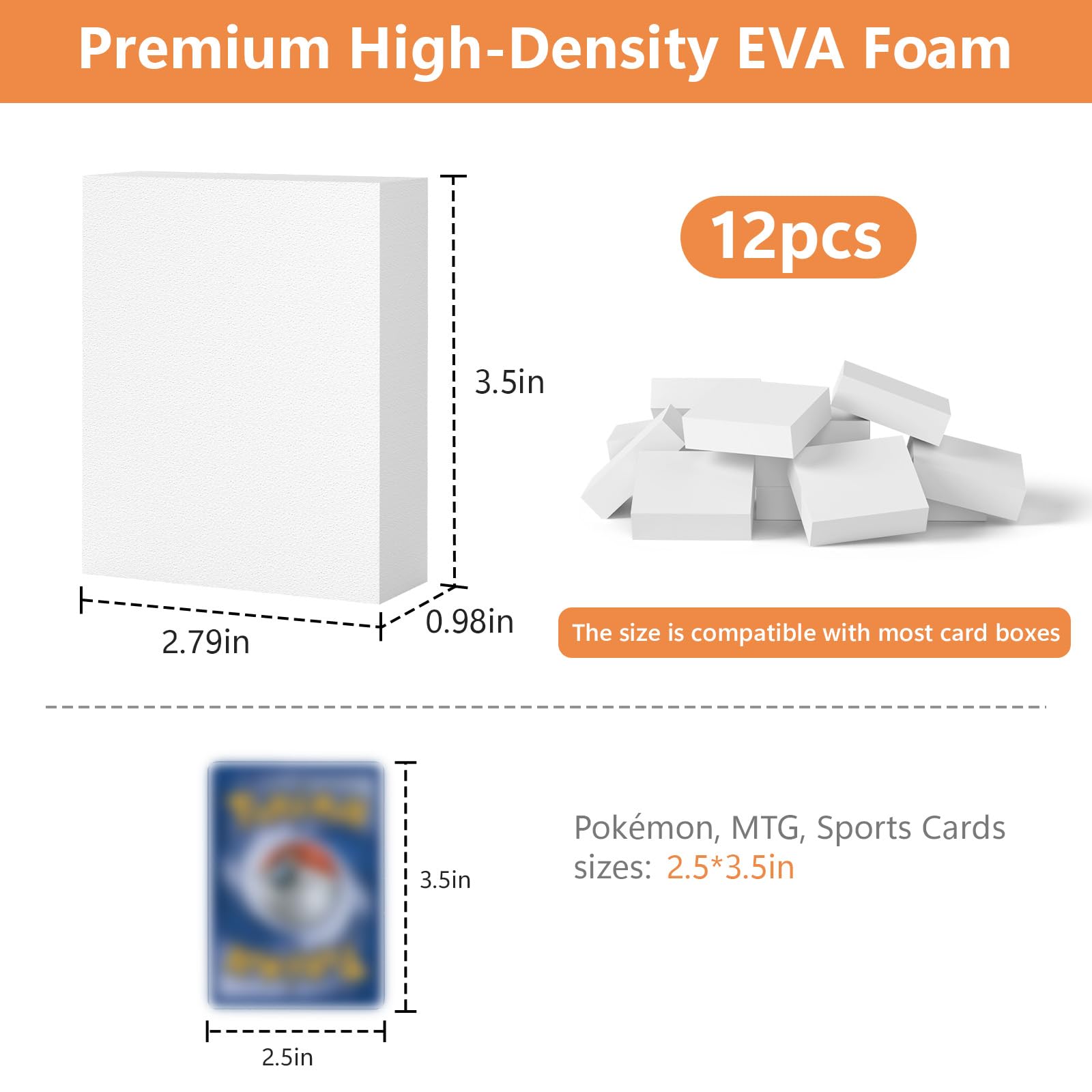 Trading Card Dividers for Storage Boxes - 12PCS High-Density Foam Card Spacer Blocks, Bulk Box Divider, Card Storage Supplies for MTG, TCG, Baseball &