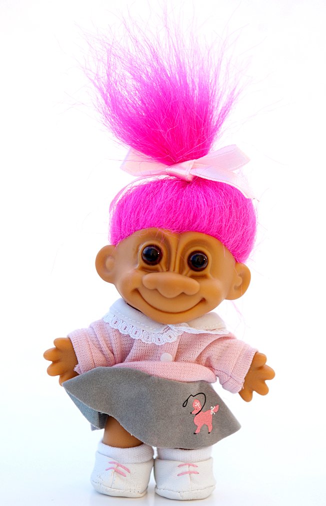 My Lucky 1950's Poodle Skirt 6" Troll Doll (Hot Pink Hair) by Russ Berrie