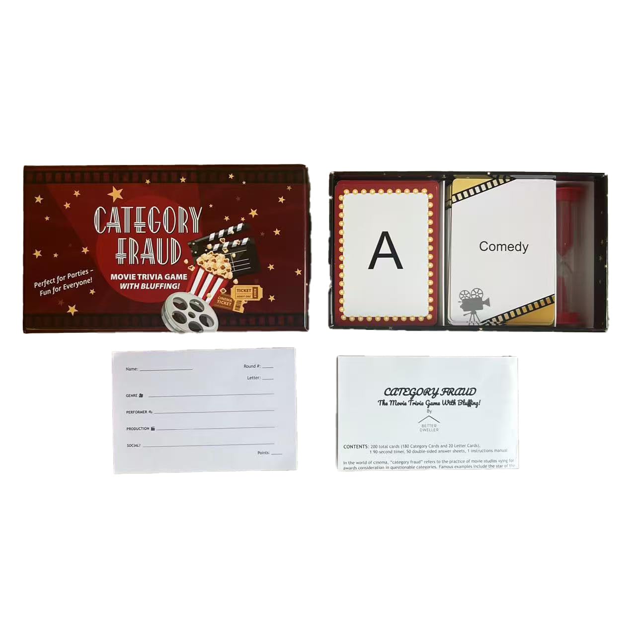 Better Dweller Category Fraud The Movie Trivia Game with Bluffing for Cinephiles - 200 Cards, Unlimited Combinations - Never Run Out of Questions