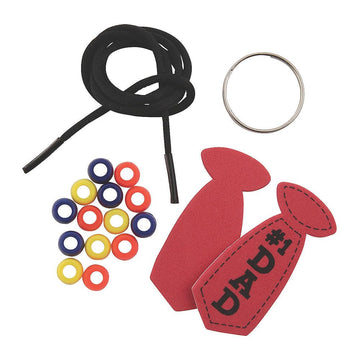 Fun Express Dad Keychain Making Kit for Kids - Beaded Keychain Craft Kit with Pony Beads Bulk, Charms & Beading Supplies | Father's Day Crafts