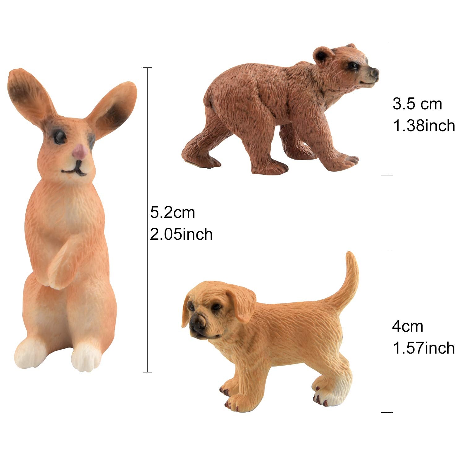 TUPARKA 9Pcs Forest Animals Set, Miniature Figures Woodland Animals Deer Figurine, Dog, Rabbit, Bear Figure Miniature Woodland Cake Toppers