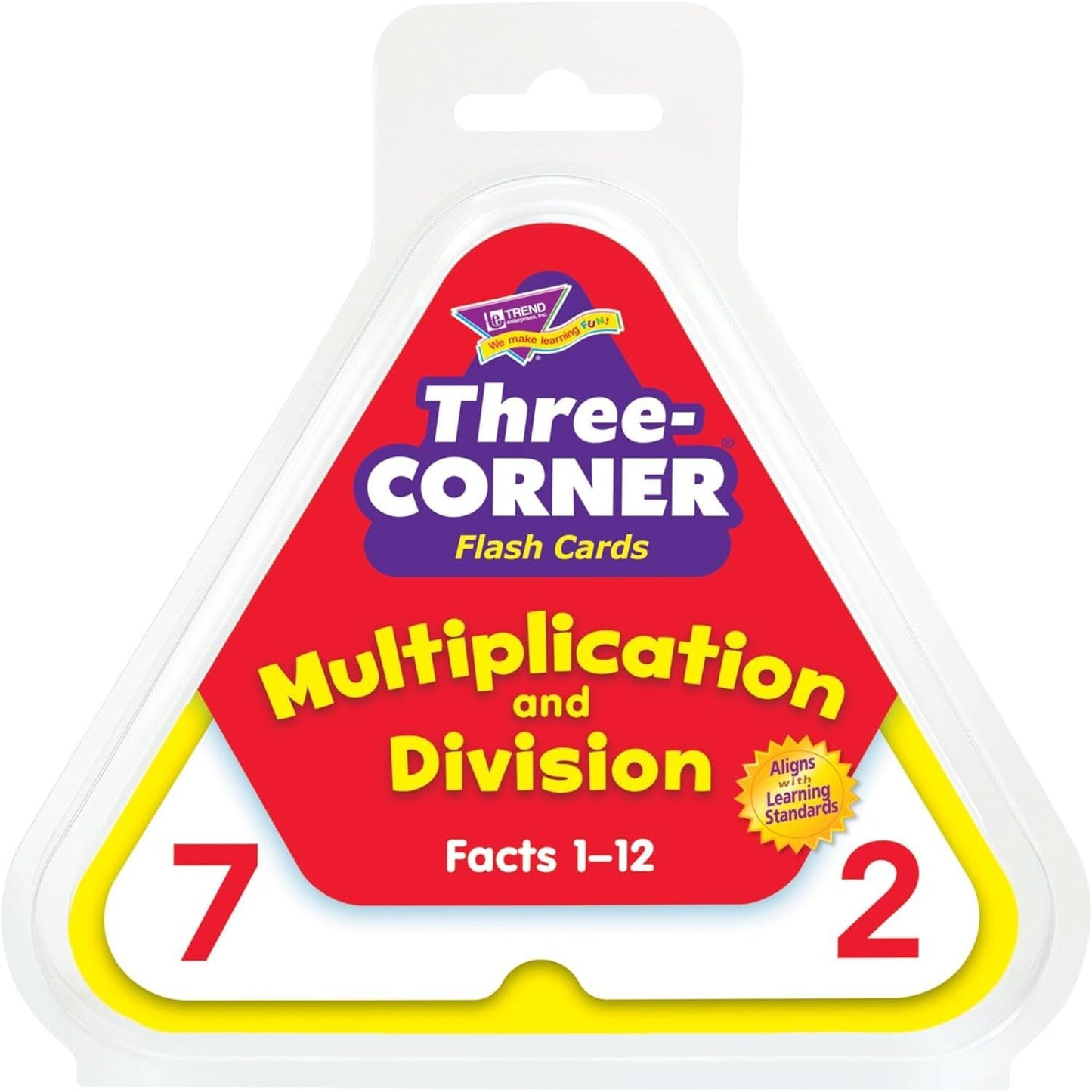 Trend Enterprises: Three-Corner Multiplication and Division Flash Cards, Interactive Self-Checking Cards, Exciting Way for Everyone to Learn, 48