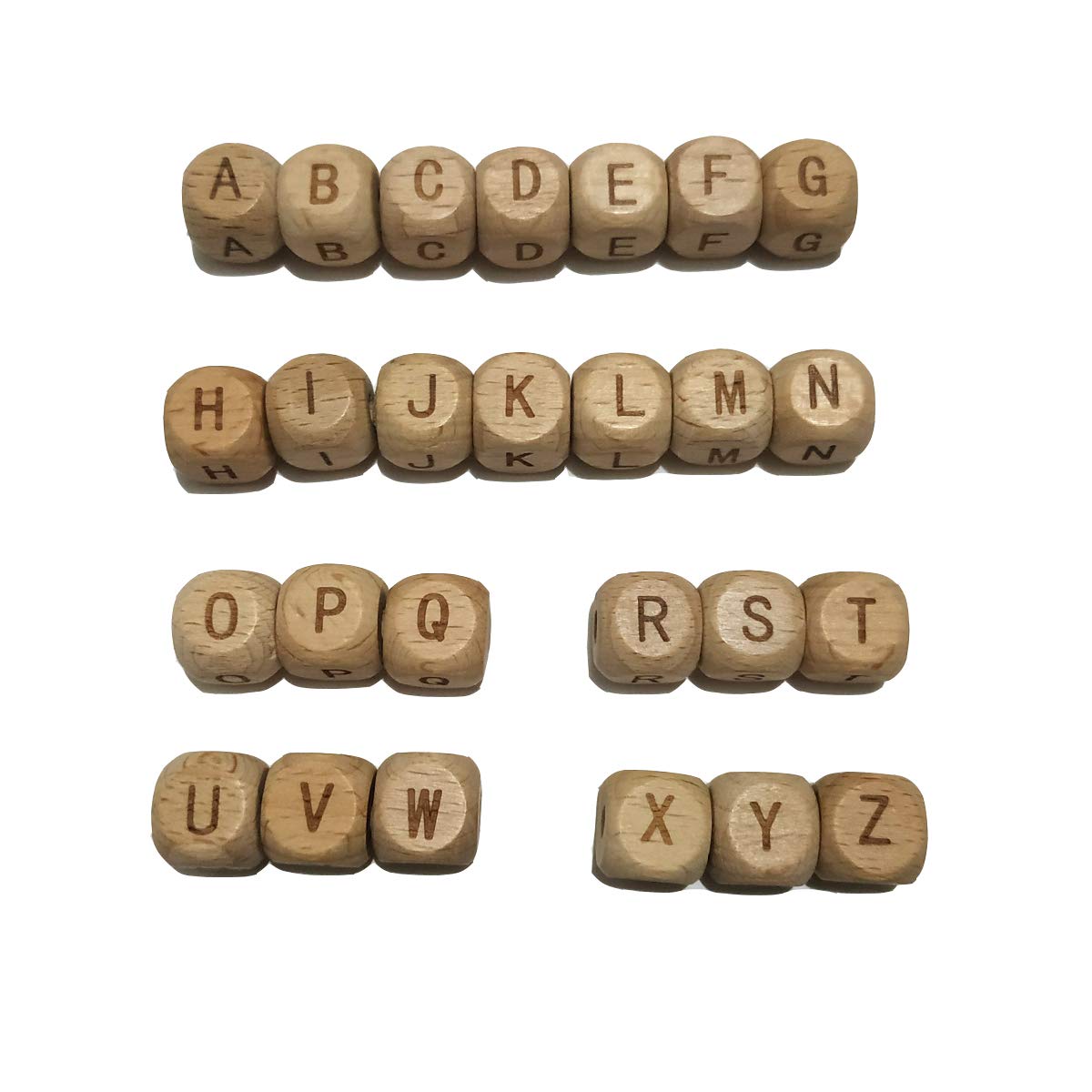 104pcs Square Wood Alphabet Beads 12MM Natural Beech Wooden Letter Beads for Jewelry Making DIY Bead Necklace (Wood Letter 104pcs)