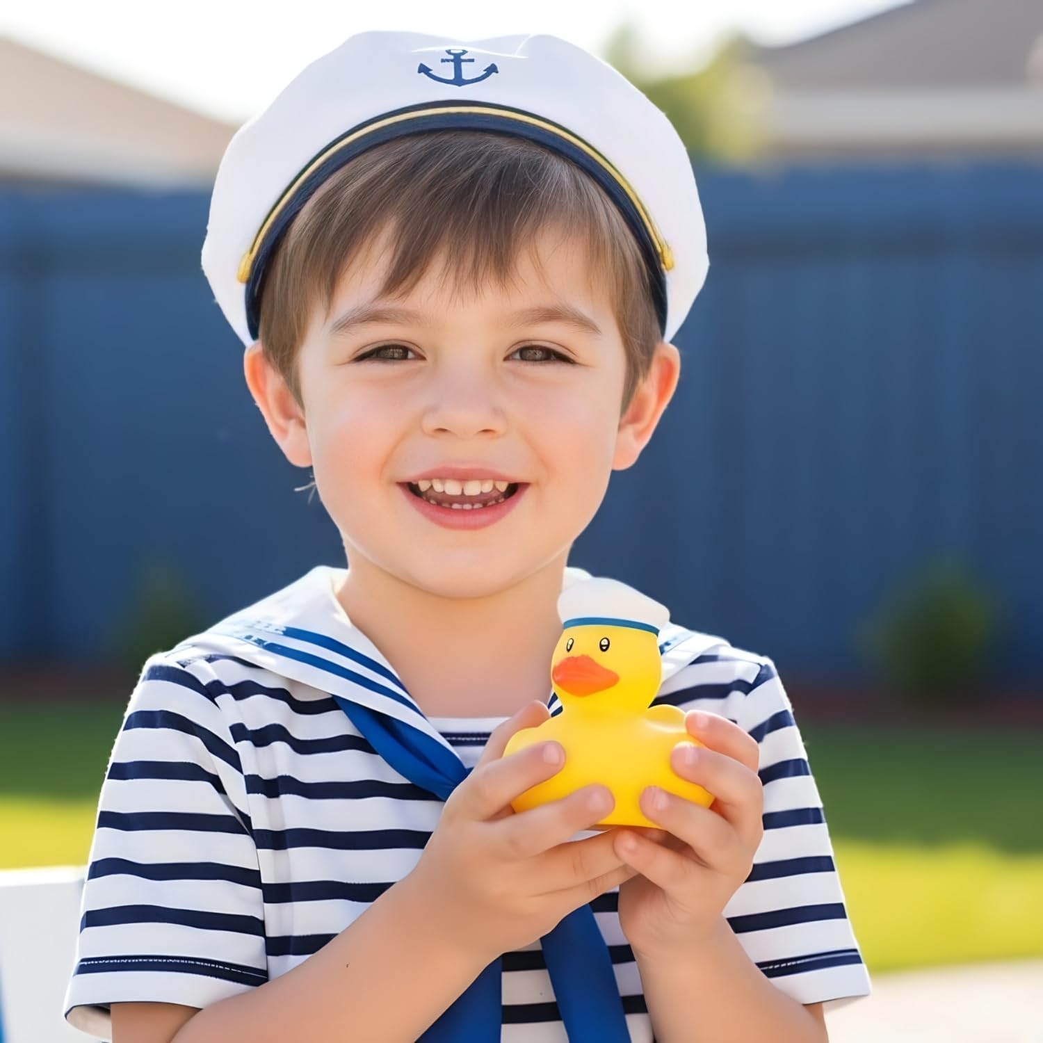 Fun Express Nautical Sailor Hat Rubber Ducks (Set of 12 Duckies) Party Favors and Supplies - VBS Vacation Bible School Supplies/Decor