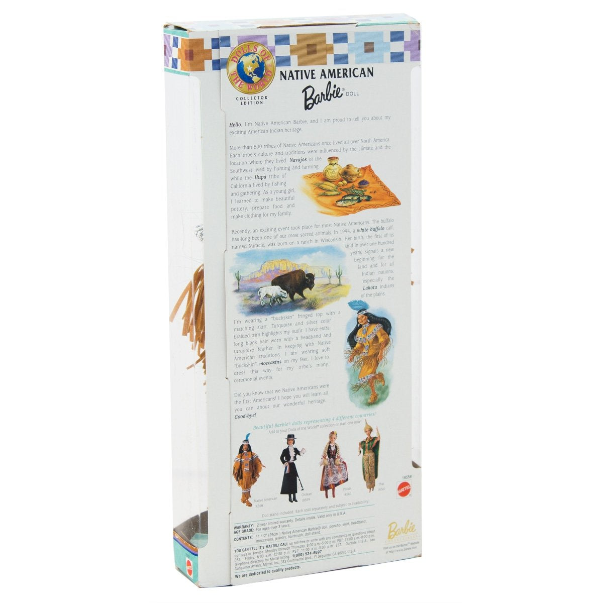 Barbie 1997 Collector Edition Dolls of the World 12 Inch Doll - Fourth Edition Native American Barbie with Poncho, Skirt, Headband, Moccasins