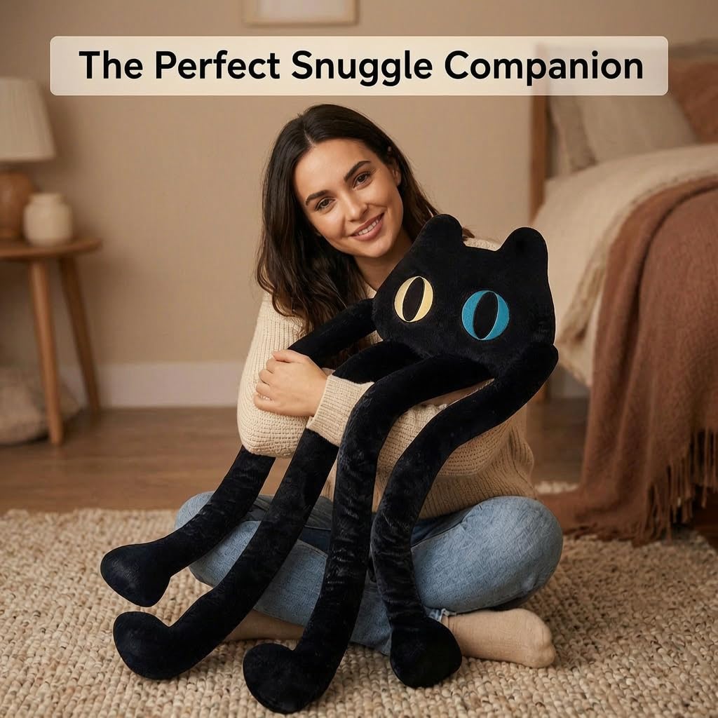 vitegaw Long Cat Plush Pillow, 39" Cute Black Cat Stuffed Animals Kawaii Soft Plushies,Big Plush Toys Gift for Girlfriend