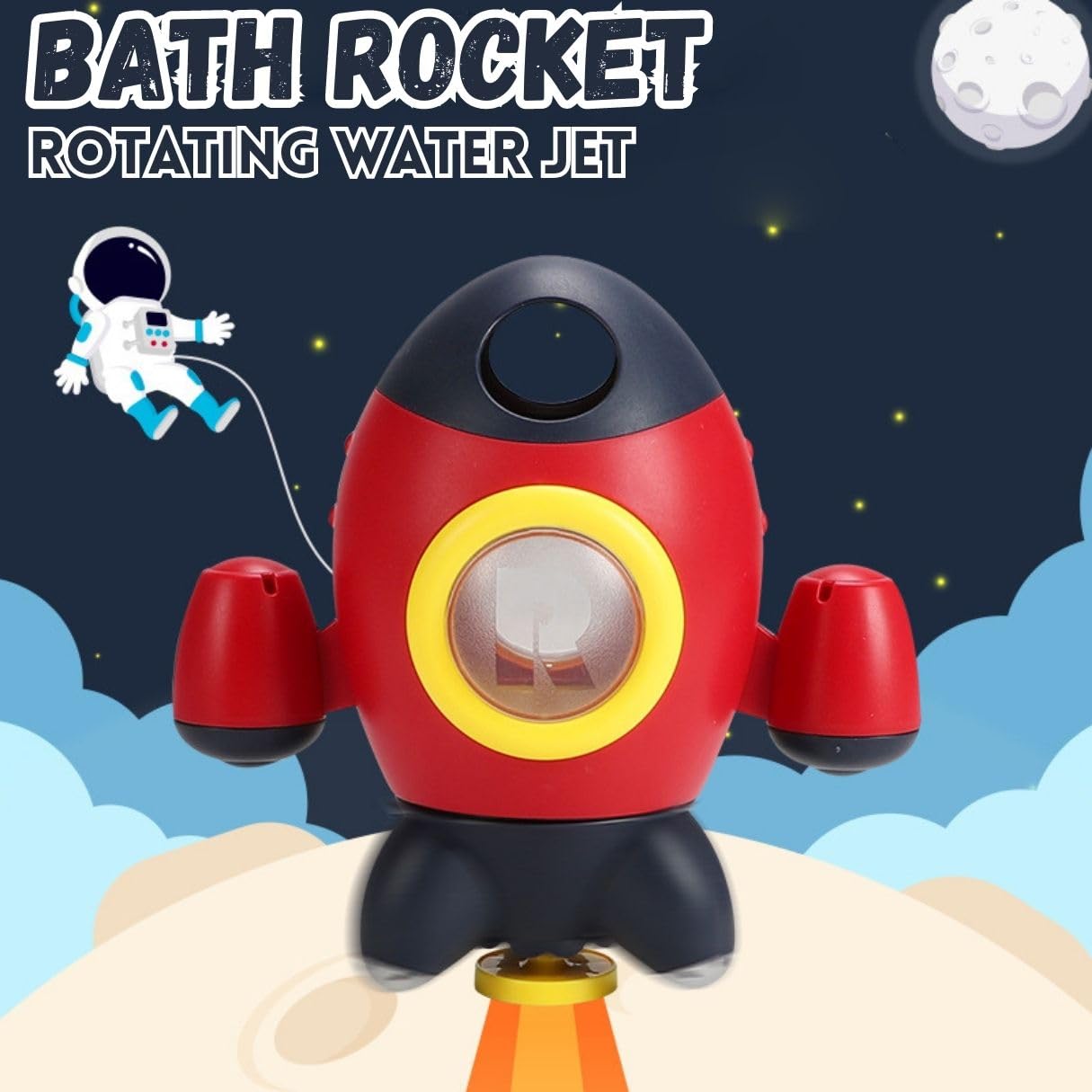 Baby Bath Toys, Space Rocket Shape Bathtub Toys for Toddlers, Spray Water Toys w/ Rotating Fountain, Bathroom Shower Toys for Infants Aged 18 Months 2