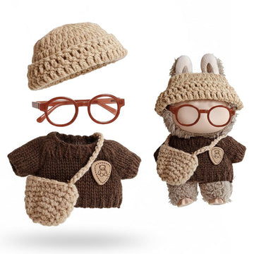 Clothes for Labubu & 17cm Dolls(No Doll Included) - Blue Floral Dress & Accessory
