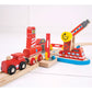 Bigjigs Rail Fire & Sea Rescue | Wooden Train Set Accessories | Emergency Services Toys | Expansion Pack for Wood Railway Track | Includes Crane