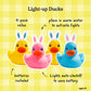 Light Up Rubber Ducks for Kids (4 Pack) - LED Glowing Bunny Duck Toys, Colorful Bath & Play Set, Party Favors & Classroom Prizes with Giftable Box