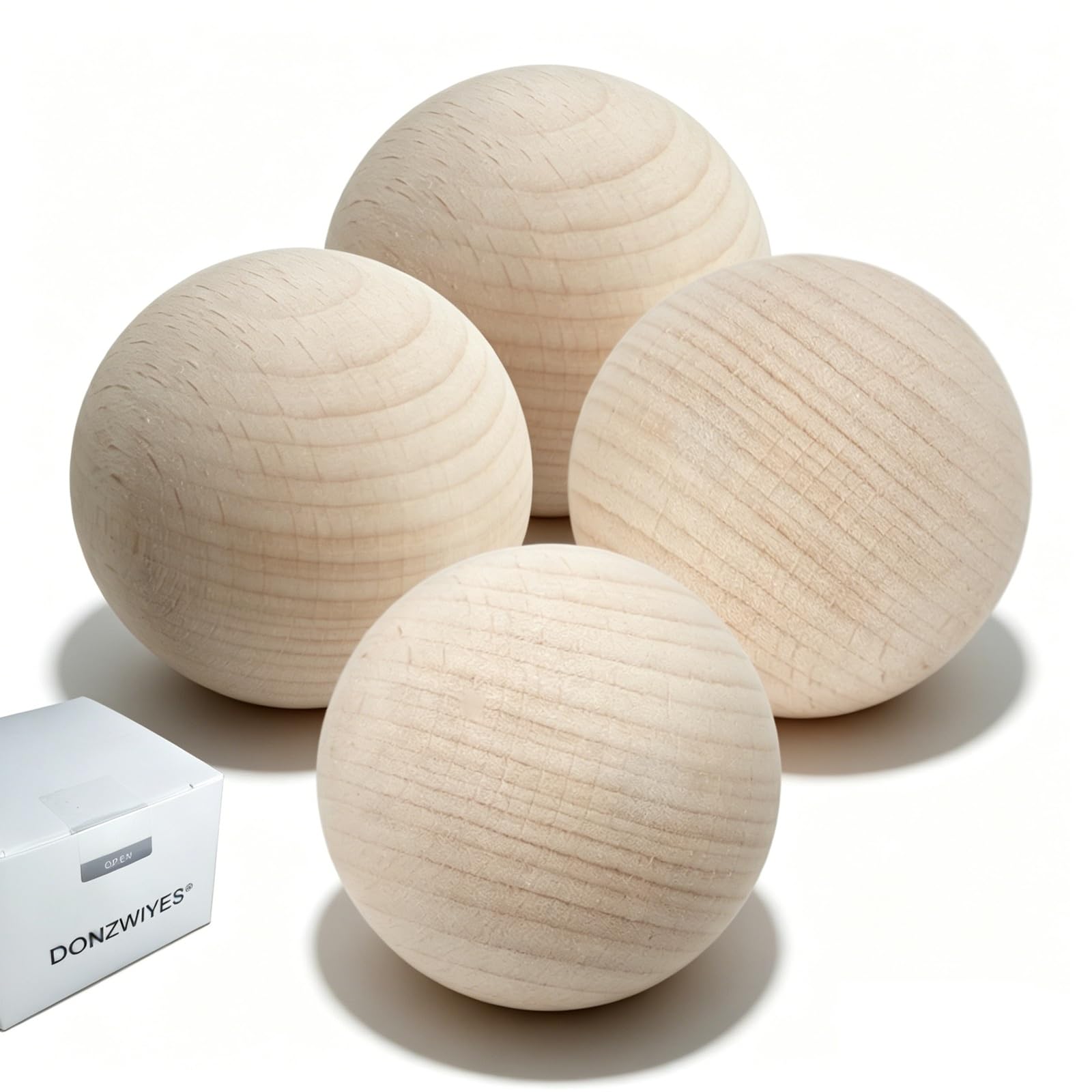 DONZWIYES Wooden Bockey Balls for Stickhandling and Training (2" 4-Pack)