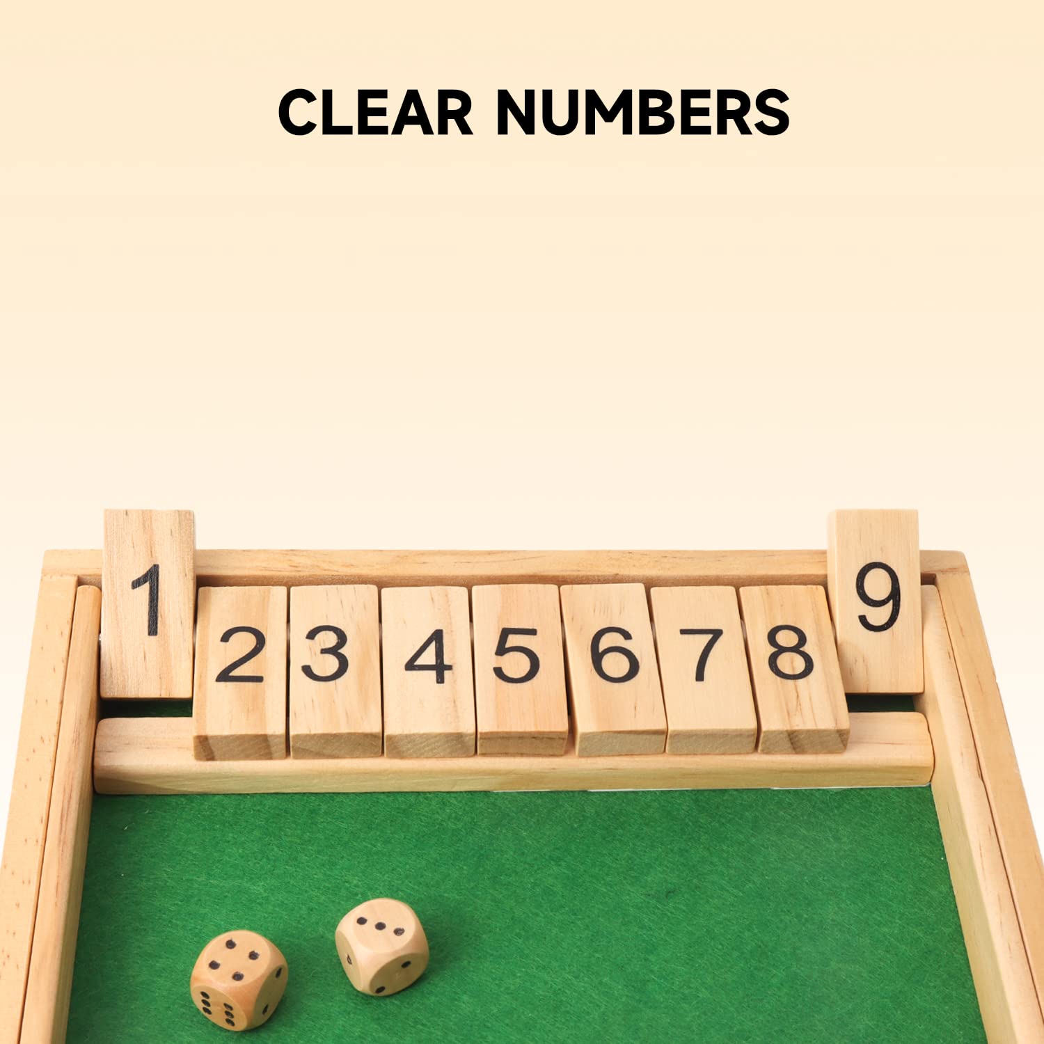 GSE Games & Sports Expert Wooden Shut The Box 9 Number Spots Dice Game Board with 2 Wooden Dice, Classic Tabletop Game Version of The Popular English