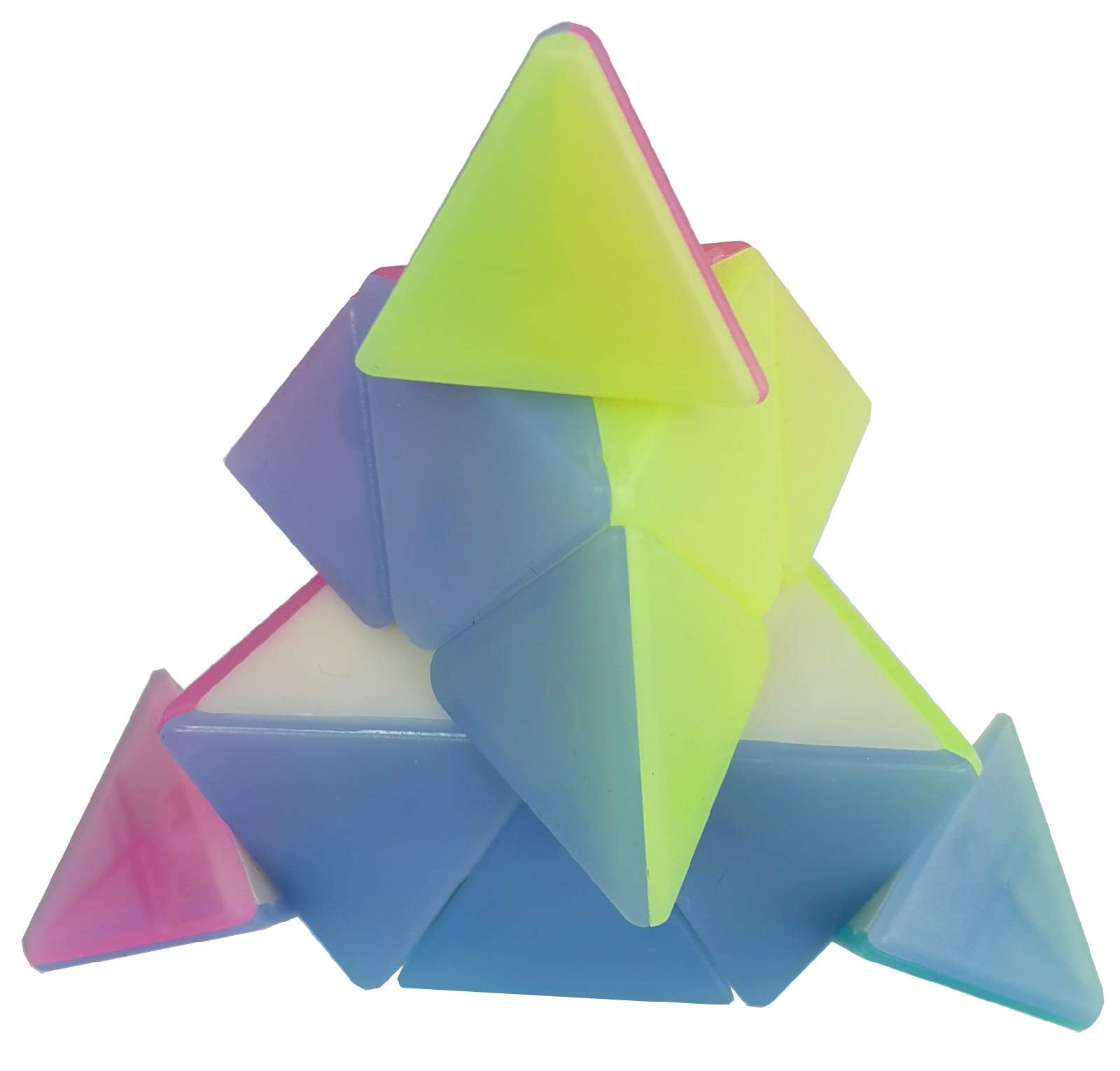 Jelly Windmill Speed Cube Pyramid Speed Cube Triangle Stickerless Vivid Color Magic Cube 3x3x3 Sturdy and Smooth Puzzle Toy ABS Plastic Material