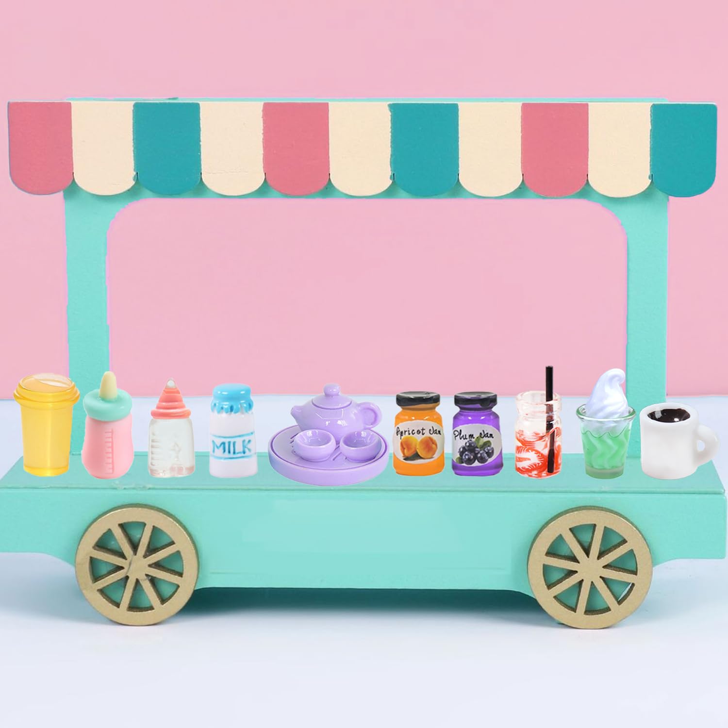 80 Pcs Mini Food Miniature Dollhouse Accessories - 1:12 Scale Small Doll Food Decor Mini Kitchen Set & Tiny Things Toys
